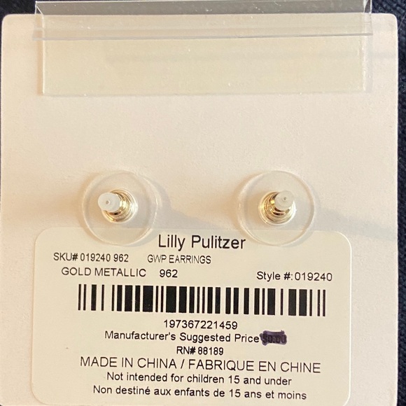 NWT Lilly Pulitzer Gold Crystal Bee Earrings - Picture 2 of 3